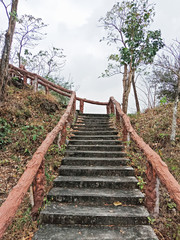 Stair to top hill with sky background