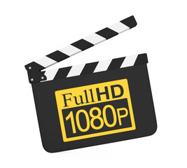 Naklejka premium Movie Slate with Full HD 1080p Icon Isolated