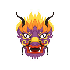 Dragon head, element of Chinese traditional Boat Festival vector Illustration on a white background