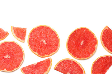 healthy food. sliced grapefruit isolated on white background top view