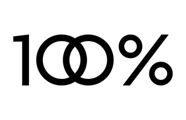 100% or 100 percent number design flat vector icon for apps and websites