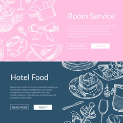 Vector web banner templates restaurant or room service