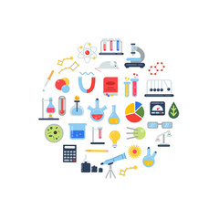 Vector flat style science elements circle illustration