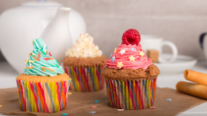 homemade cupcakes with frosting