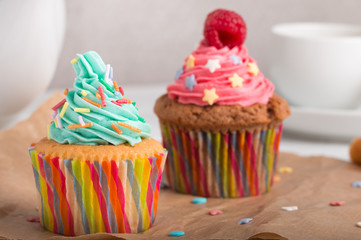 homemade cupcakes with frosting