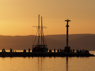 harbor in Siofok during sunset