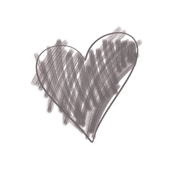 Gray Heart Isolated on a White Background Hand Drawn Illustration