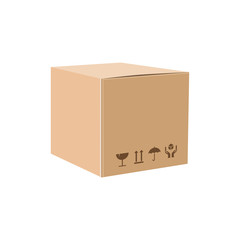 Cardboard box isolated on white. Flat Carton box . Vector flat cartoon illustration