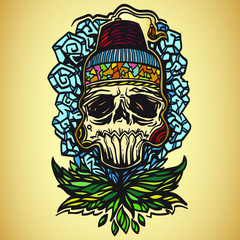 Skull graphic version. Tattoo and street art style. Arbitrage.