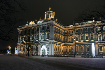 Fototapeta na wymiar The night building of the Hermitage.