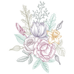 vintage vector floral composition