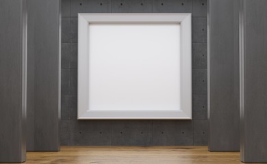 3D rendering Of Realistic Concrete Gallery Room With Big Empty Frame