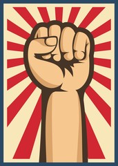 A clenched fist held raised in the air, poster style vector