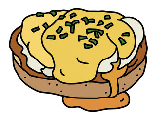 The eggs Benedict with a hollandaise sauce