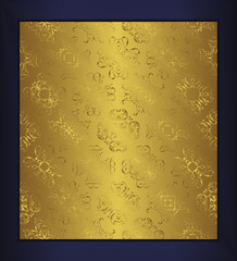 Seamless luxury template in a gold . Can be used for decoupage, background for cards and invitations. Dark-blue background