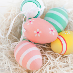 Easter Holiday Card with Colourful handmade easter eggs. 