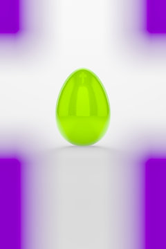 a green easter egg on white background
