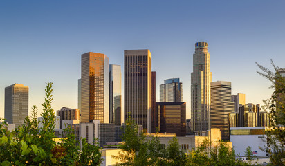 Los Angeles, California, USA downtown cityscape at sunset