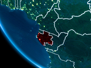 Orbit view of Gabon at night