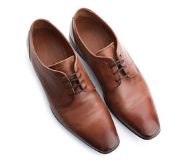 Elegant male shoes on white background