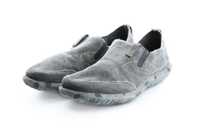 Casual male shoes on white background