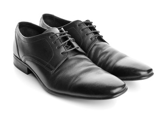 Elegant male shoes on white background