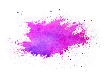 Watercolor splash on white background. Celebration of Holi festival
