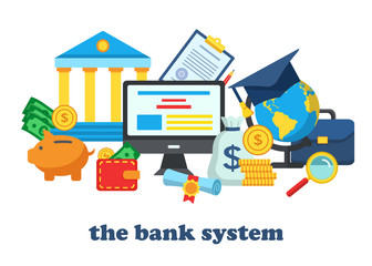 Icons for the banking system.