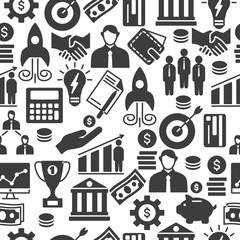 Seamless pattern with grey silhouette icons. 