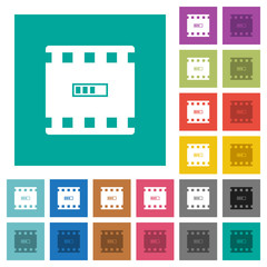 Movie processing square flat multi colored icons