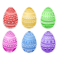 happy easter colorful eggs vector set, hand draw collection, stock vector illustration, eps 10