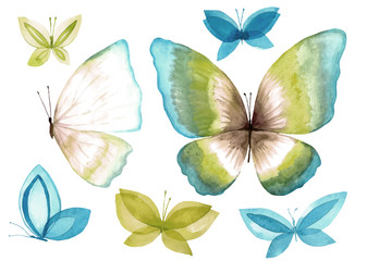 Obraz na płótnie Canvas A collection of watercolor butterfly illustrations.