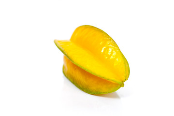 Exotic starfruit or averrhoa carambola isolated on white background