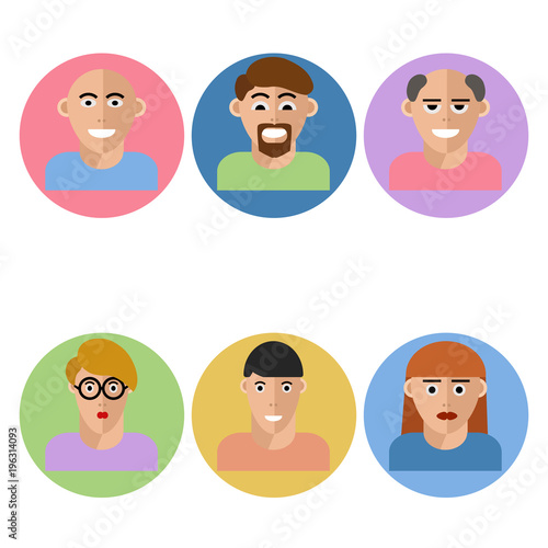 "Flat icons face set for design eps 10 vector" Imágenes de archivo y
