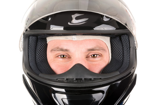 Racing driver with helmet