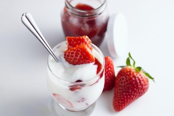 yogurt and strawberries