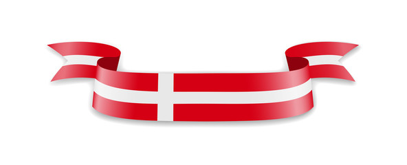Denmark flag in the form of wave ribbon.