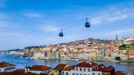 Fototapeta na wymiar Funicular over downtown of Porto, Portugal