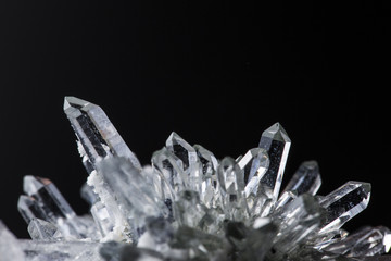 Big natural double quartz crystal isolated on white.