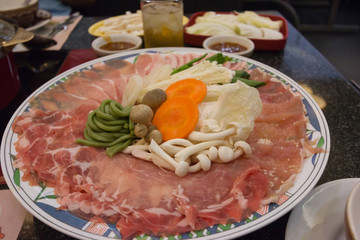 Sliced pork Before cooking
