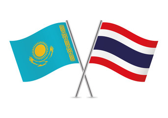 Kazakhstan and Thailand flags. Vector illustration.