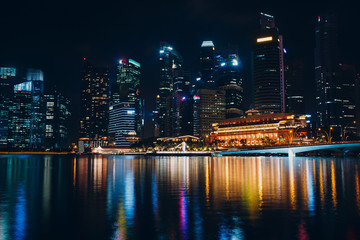 Fototapeta na wymiar Singapore city landscape, skyscrapers at the bay.