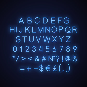 Blue alphabet neon light icon