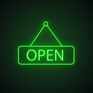 Open Hanging Door Neon Light Icon