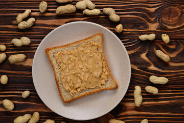 Creamy peanut butter with toast