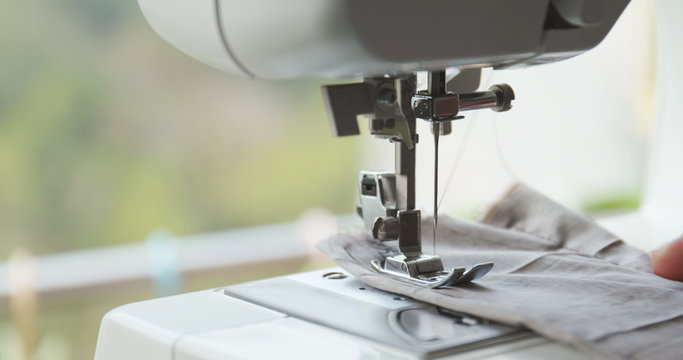 Working part of sewing machine in action
