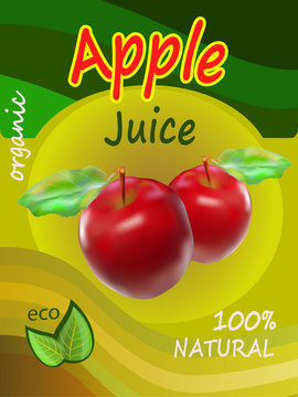 Apple juice template packaging design vector illustration.