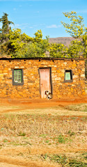  in lesotho  street village near    mountain