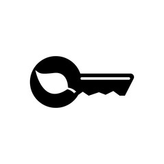 Key for Electric Car or Ecohouse. Flat Vector Icon. Simple black symbol on white background