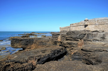 Fortress of San Sebastian on the shores of the ancient maritime city of Cadiz.